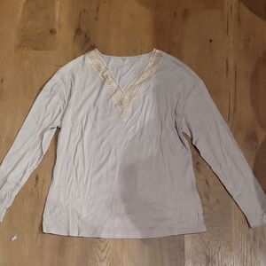 Elegant Beige V-Neck Women's Top